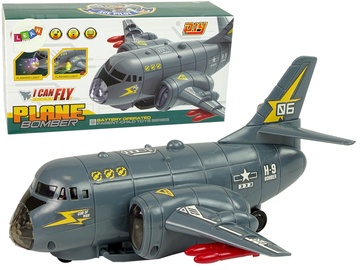 Militārā tehnika Lean Toys I Can Fly Plane Bomber 10041, pelēka