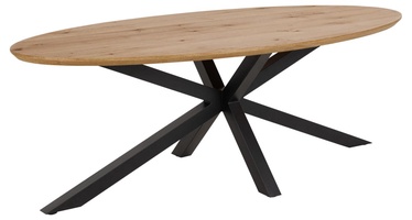 Pusdienu galds Heaven, melna/ozola, 220 cm x 100 cm x 75.5 cm