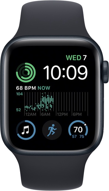 Умные часы Apple Watch SE GPS + Cellular (2nd Gen) 40mm Midnight Aluminium Case with Midnight Sport Band - Regular, черный