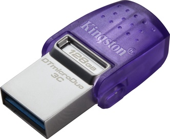 USB atmintinė Kingston DataTraveler microDuo 3C, violetinė, 128 GB