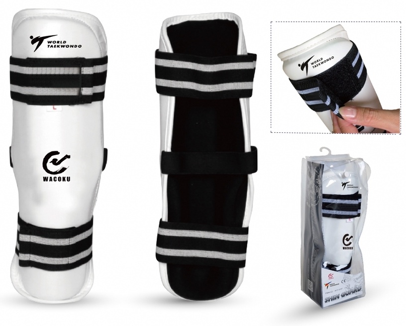 Щитки для ног Wacoku Taekwondo, белый/черный, S