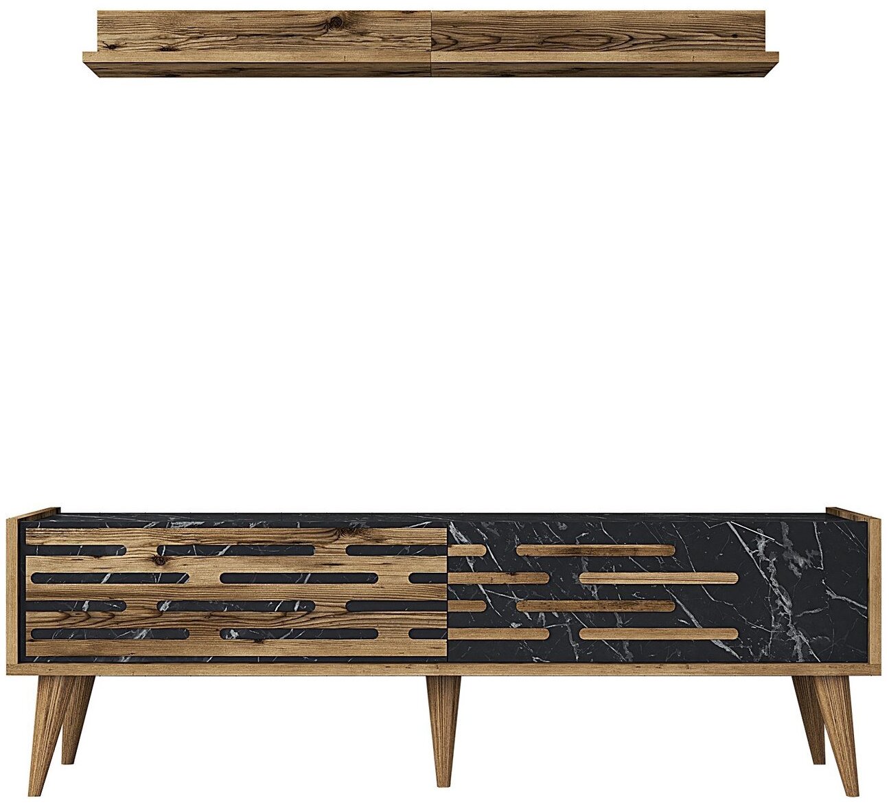 Valensiya Sekcija Kalune Design Valensiya 140, juoda/riešuto, 45 cm x 140 cm x 35 cm,  2 vnt. - Senukai.lt