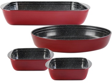 Komplekt Stoneline Casserole Dish Set, 24 cm x 39 cm, must/punane, 4 tk