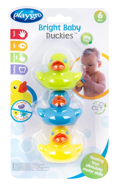 Mänguloom Playgro Bright Baby Duckies, mitmevärviline, 3 tk