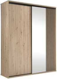 Riidekapp Moderno C-14, must/pruunikas, 60 cm x 179 cm x 216 cm, peegliga