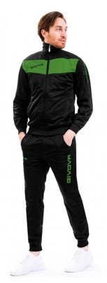 Спортивный костюм Givova Tuta Visa TR018 1013, черный/зеленый, M, 2 шт.