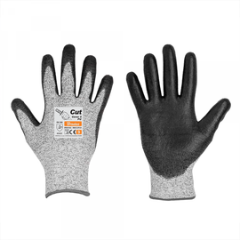 Рабочие перчатки прорезиненные CUT COVER 5 RWCC5PU7, для взрослых, нейлон/полиуретан/cпандекс, черный/серый, 7, 6 шт.