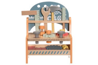 Žaislinis meistro įrankių rinkinys Edu Fun Toys Workbench playset wooden, įvairių spalvų