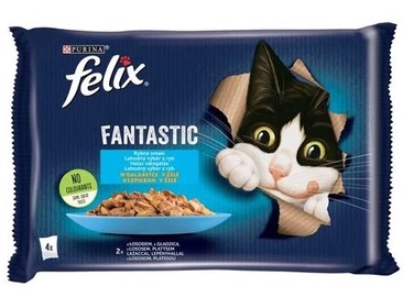 Šlapias kačių maistas Felix Fantastic, lašiša, 0.360 kg, 4 vnt.