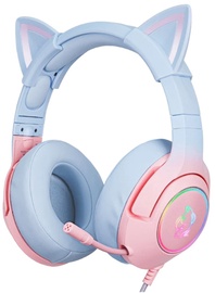Laidinės žaidimų ausinės Onikuma K9, mėlynos/rožinės