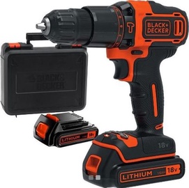 Ударная дрель с батареей Black & Decker BDCHD18KB-QW, 18 В, 1.5 Ah