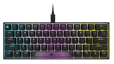 Klaviatūra Corsair K65 RGB Mini Cherry MX Red EN, melna