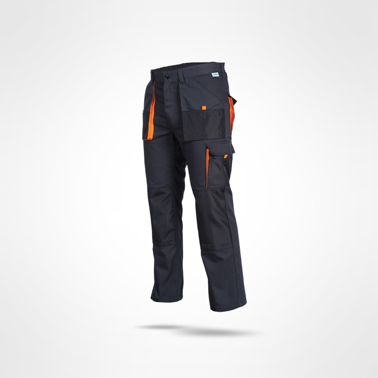 Рабочие штаны Sara Workwear King 11-511, черный/oранжевый, хлопок/полиэстер, XXL размер