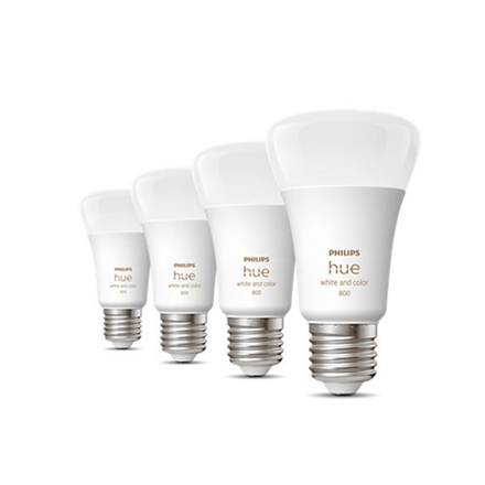 Светодиодная лампочка Philips Hue White & Color LED, многоцветный, E27, 6.5 Вт, 570 - 830 лм, 4 шт.