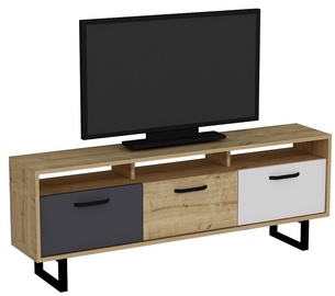 ТВ стол Kalune Design Leader, белый/дубовый/антрацитовый, 1500 мм x 296 мм x 550 мм