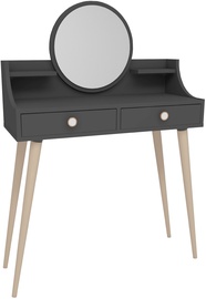 Столик-косметичка Kalune Design Roys 550ARN2767, антрацитовый, 90 см x 35 см x 131 см, с зеркалом
