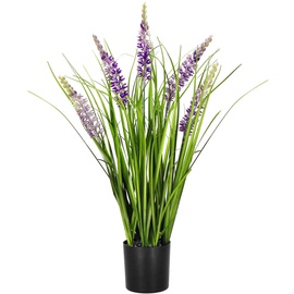 Искусственные цветы в вазоне Springos HA7433, белый/черный/зеленый/фиолетовый, 60 см