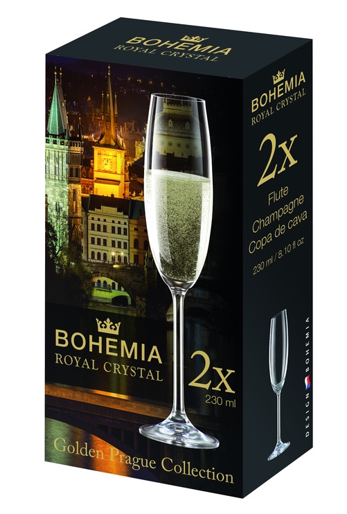 Набор бокалов для шампанского Bohemia Royal Crystal 2for2, kристалл, 0.23 л, 2 шт.