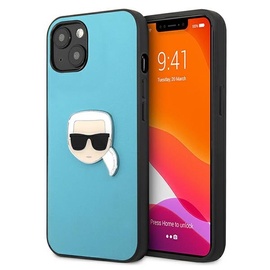 Чехол Karl Lagerfeld Karl`s Head Metal for iPhone 13, синий/черный, 6.1 ″