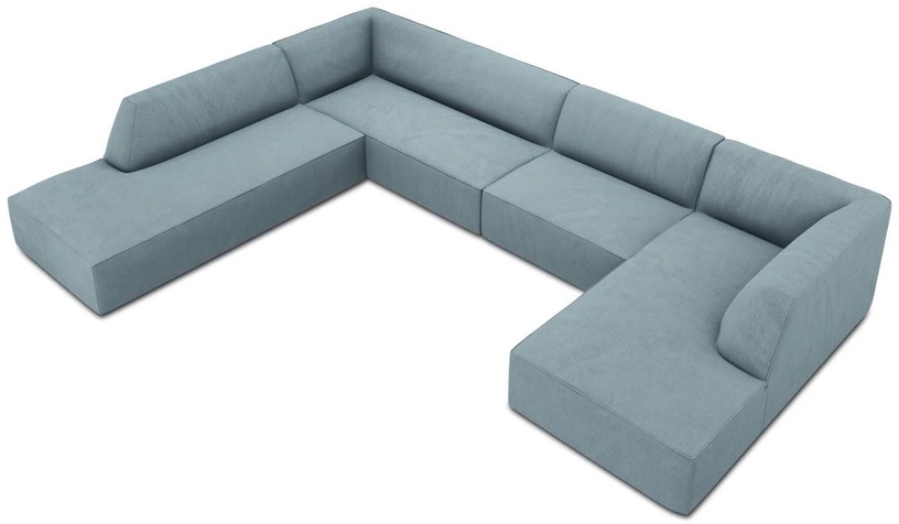 Stūra dīvāns Micadoni Home Ruby Panoramic 7 Seats, gaiši zila, kreisais, 366 x 273 cm x 69 cm