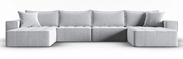 Dīvāns Micadoni Home Mike Velvet, gaiši pelēka, 372 x 190 cm x 78 cm