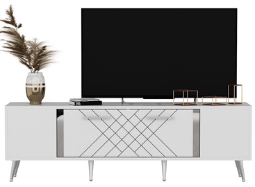 TV galds Kalune Design Detas, balta/sudraba, 150 cm x 35 cm x 48.2 cm