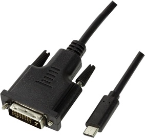 Kabelis Logilink USB-C - DVI USB-C, DVI, 1.8 m, juoda