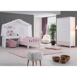Guļamistabas mēbeļu komplekts Kalune Design Cesme P-Cmy-3Kd, bērnistabu, balta/rozā