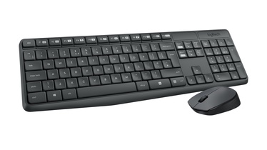Комплект клавиатуры и мыши Logitech MK235 EN, черный/серый, беспроводная