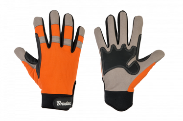 Рабочие перчатки кожаные TECH GRAY RWTGY10, для взрослых, натуральная кожа/неопрен/полиэстер, белый/черный/oранжевый, 10, 6 шт.