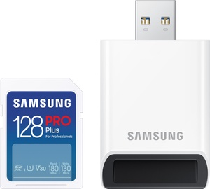 Mälukaart Samsung Pro Plus, 128 GB, 180 Mb/s - 130 Mb/s