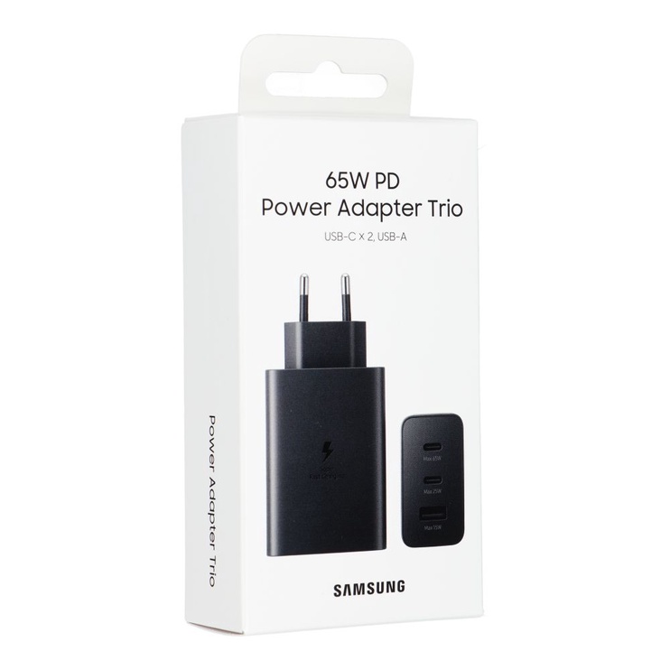 Telefona lādētājs Samsung EP-T6530, USB-A/2 x USB-C, melna, 65 W