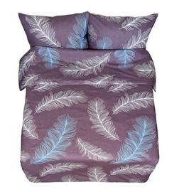 Gultas veļas komplekts Rustilė Feather, zila/violeta/krēmkrāsa, 220x210 cm