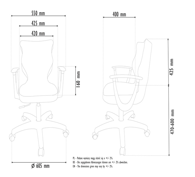 Bērnu krēsls Norm VT24 Size 6, melna/tumši zila, 605 mm x 895 - 1025 mm
