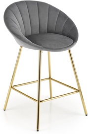 Барный стул H112, блестящий, золотой/серый, 52 см x 58 см x 87 см