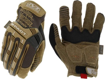 Darba cimdi pirkstaiņi Mechanix Wear M-Pact MPT-07-009, tekstilmateriāls/ādas imitācija/termoplastiska gumija (tpr), brūna, M, 2 gab.