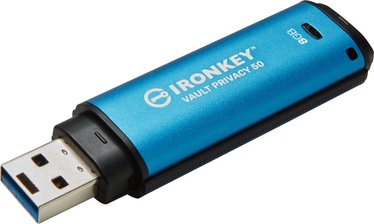 USB atmintinė Kingston IronKey Vault Privacy 50, mėlyna, 8 GB