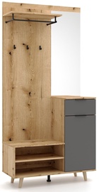 Esiku kapp Nordic, pruun/hall, 40 cm x 100 cm x 204 cm