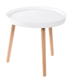 Lauko stalas OTE, baltas/medžio, 50 cm x 50 cm x 44 cm