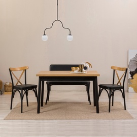 Ēdamistabas komplekts Kalune Design OLV-SA-TK19, melns/koka