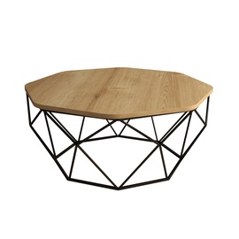 Kohvilaud Kalune Design Diamond, pruun/must/hele pruun, 90 cm x 90 cm x 38 cm