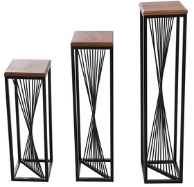 Журнальные столики Kalune Design Set 1040-4, черный/ореховый, 20 см x 20 см x 92 см