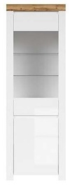 Vitrīna Holten S440-REG1D1W-BI/DWO/BIP, balta/ozola, 68 cm x 42 cm x 203.5 cm