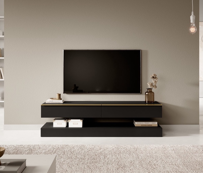 TV-laud Hylia, must, 34 cm x 140 cm x 45 cm