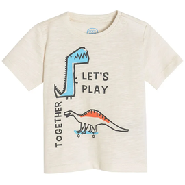T krekls ar īsām piedurknēm, zēniem/mazuļiem Cool Club Little Dino CCB2601342, gaiši bēša, 80 cm