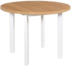 Söögilaud MN Poli 2, valge/tamm, 1000 mm x 1000 mm x 760 mm