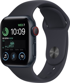 Viedais pulkstenis Apple Watch SE GPS + Cellular (2nd Gen) 40mm Midnight Aluminium Case with Midnight Sport Band - Regular, melna