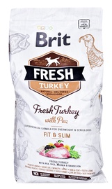 Сухой корм для собак Brit Adult Fresh Turkey With Pea Fit & Slim, индюшатина, 12 кг