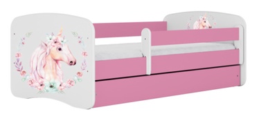 Vaikiška lova viengulė Kocot Kids Babydreams Horse, balta/rožinė, 164 x 90 cm, su patalynės dėže