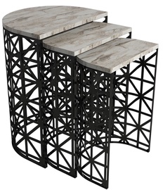 Журнальный столик Kalune Design Stil White Marble, белый/черный, 33 см x 46 см x 62 см